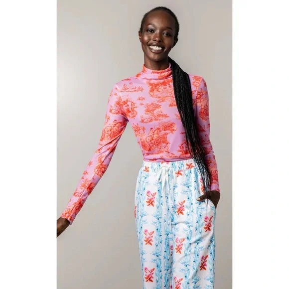 Rachel Antonoff Taffy Batter MANHUNT Lillian Pink/Red Mesh Knit Top Size Large - Picture 5 of 16